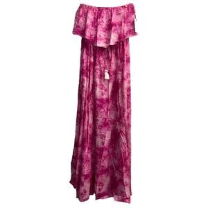 Jopra Pink Tie-Dye Elastic Waist Maxi Dress Small